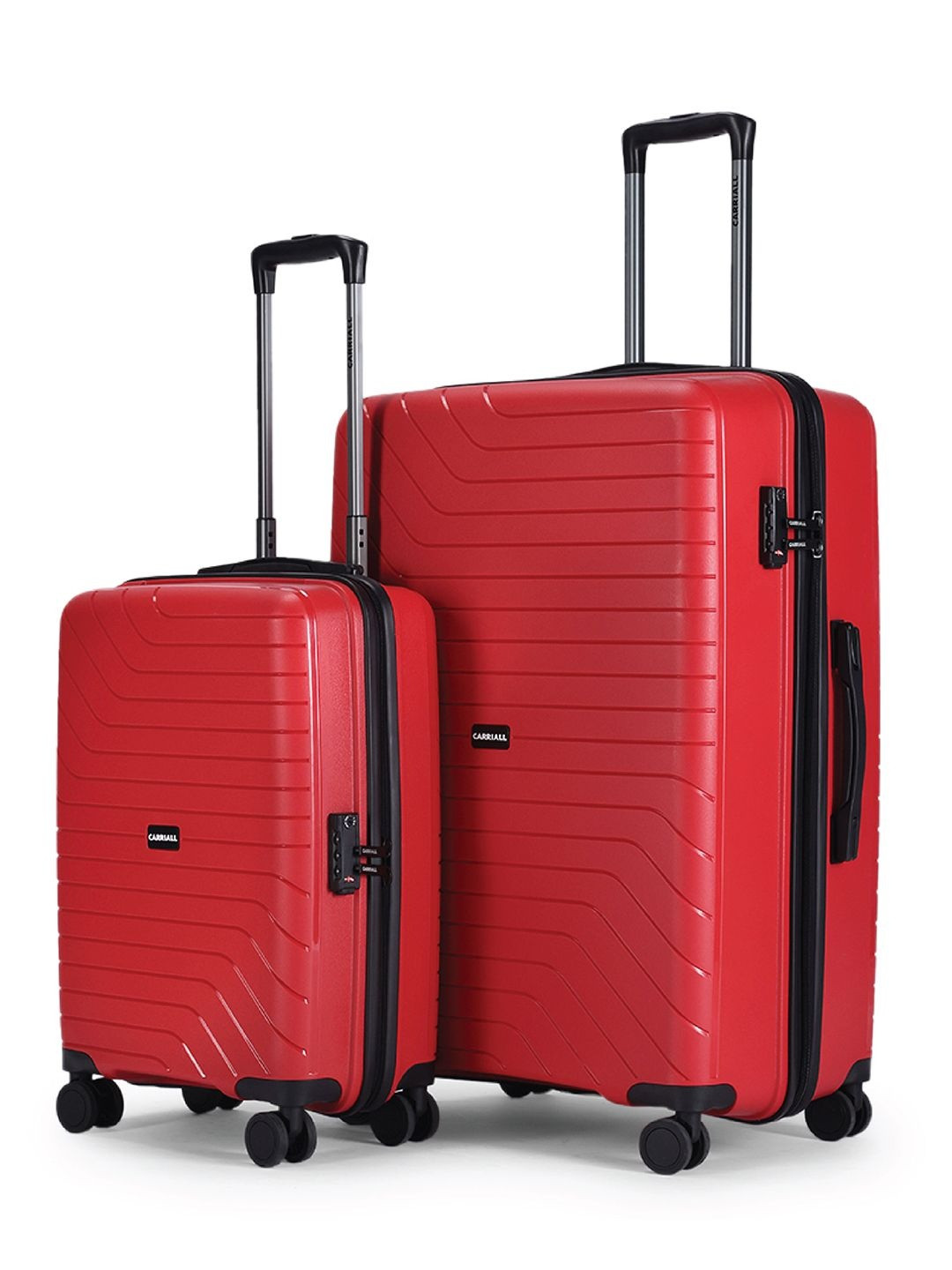 CARRIALL Groove Pack Of 2 Hard Sided Trolley Bags Suitcase