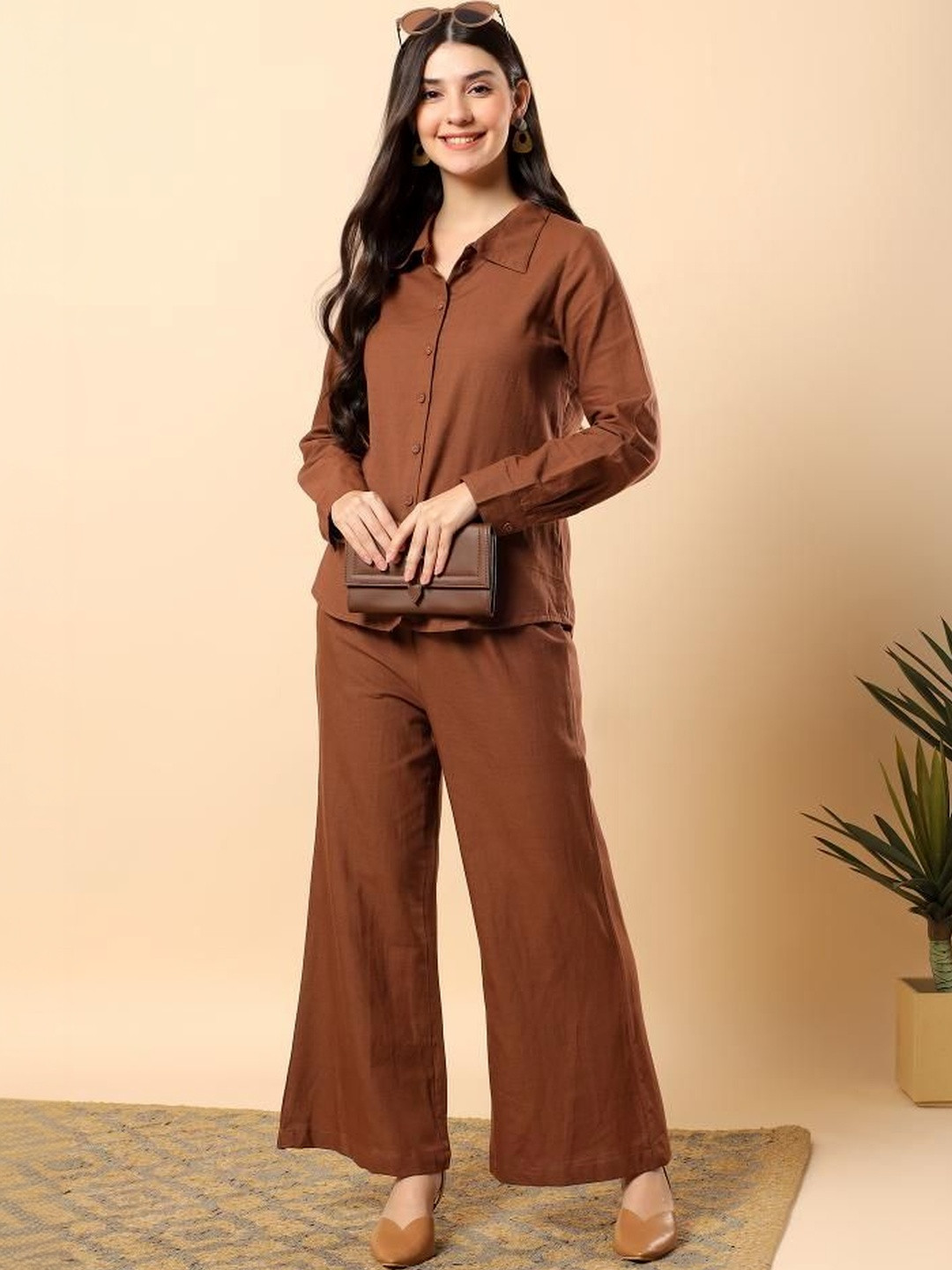 Angkor Collared Long Sleeve Shirt & Trousers Co-Ord Set