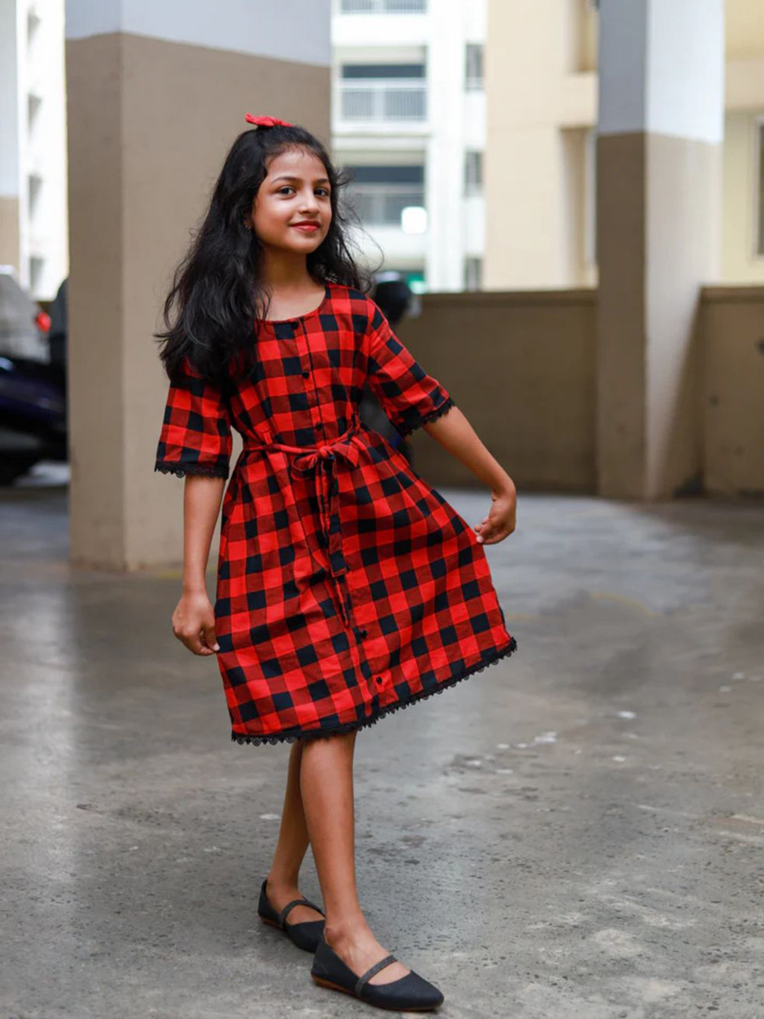 DISHA CREATIONZ Ruffled A-Line Dress