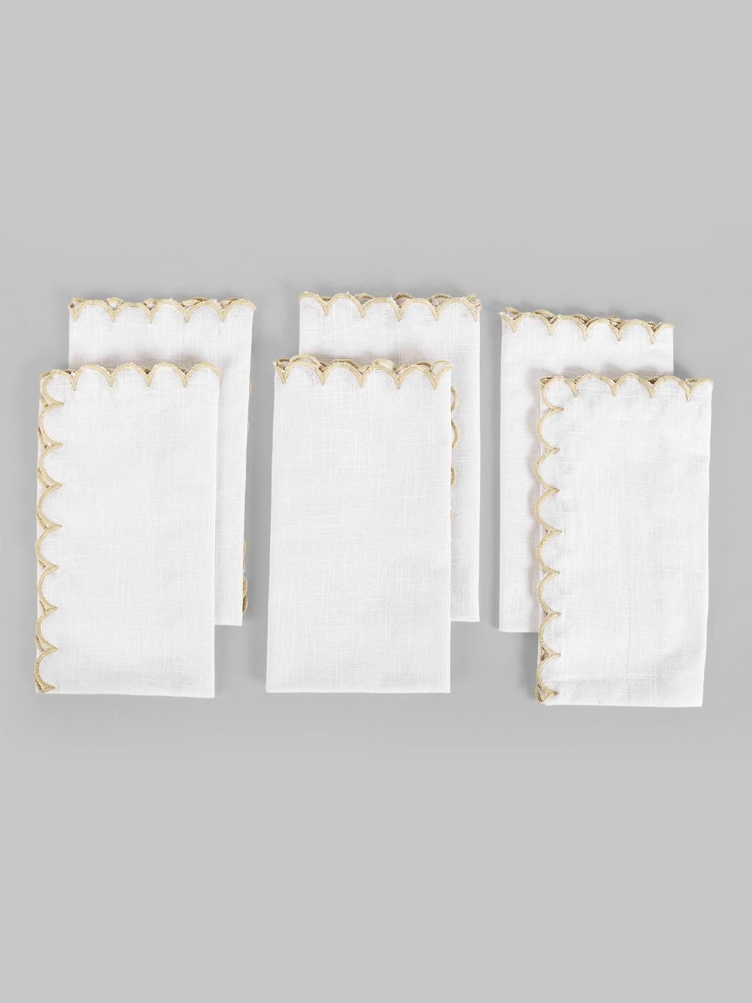 fingercraft 6 Pieces White Scallop Table Napkin