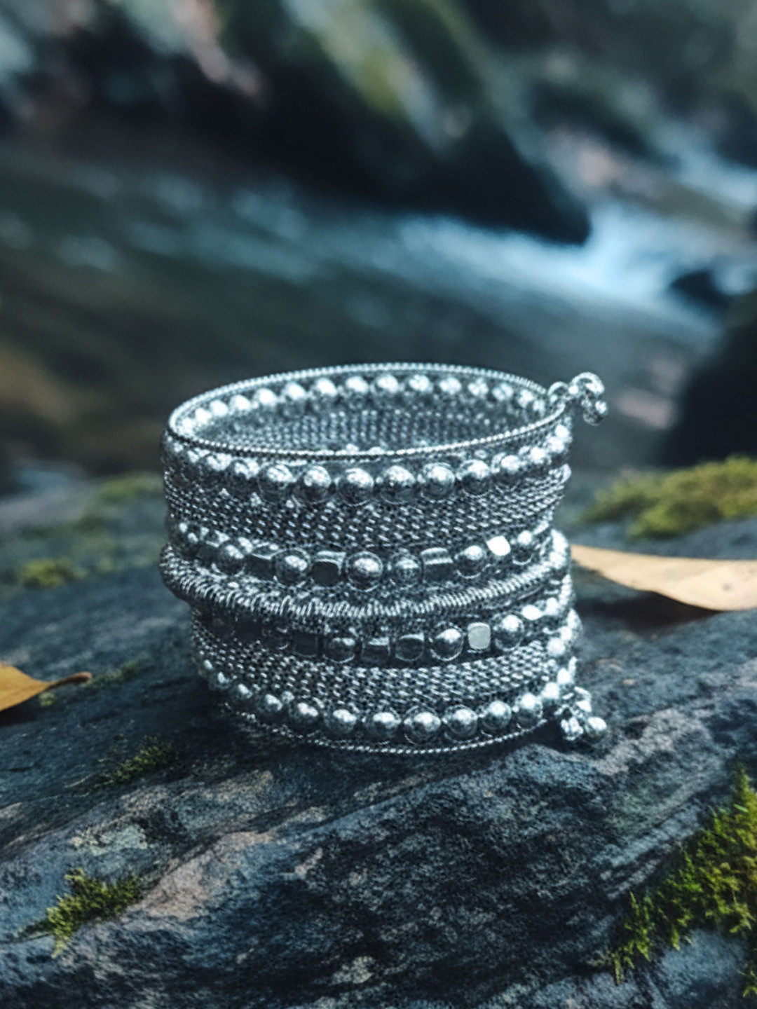 MANSIYAORANGE Silver-Plated Metal Beaded Multistrand Bracelet