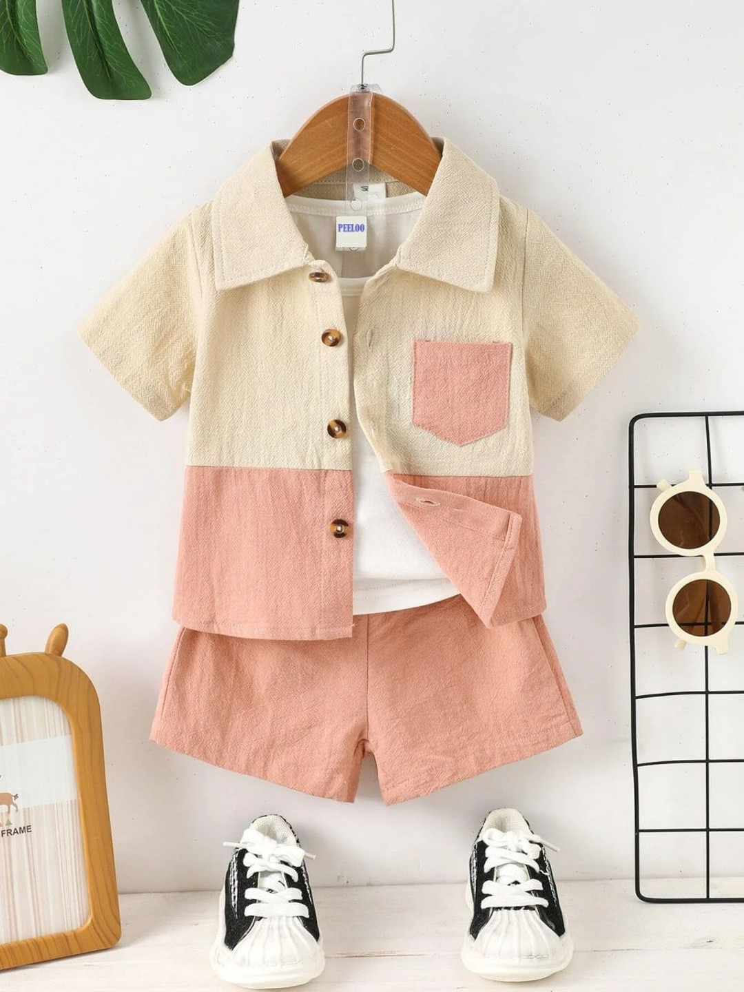 Greenland Ecostrwz Unisex Kids Colourblocked Shirt with Shorts