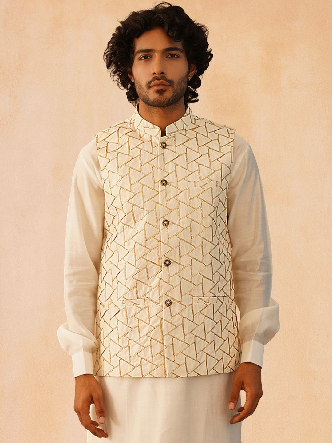 Jompers Satin Embroidered Nehru Jackets