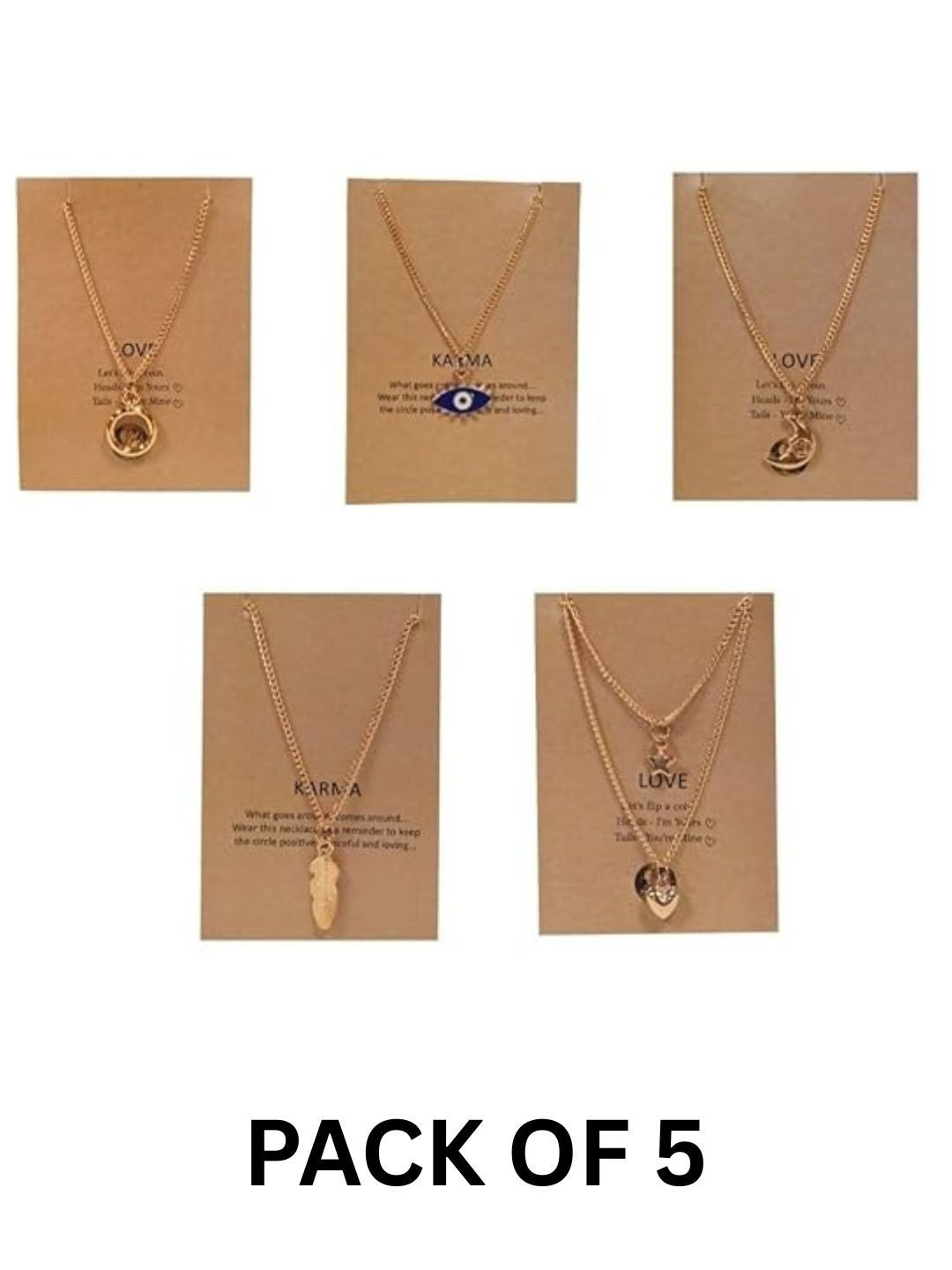 Tempus Gems Set Of 5 Gold-Plated Enamelled Layered Necklace And Chains