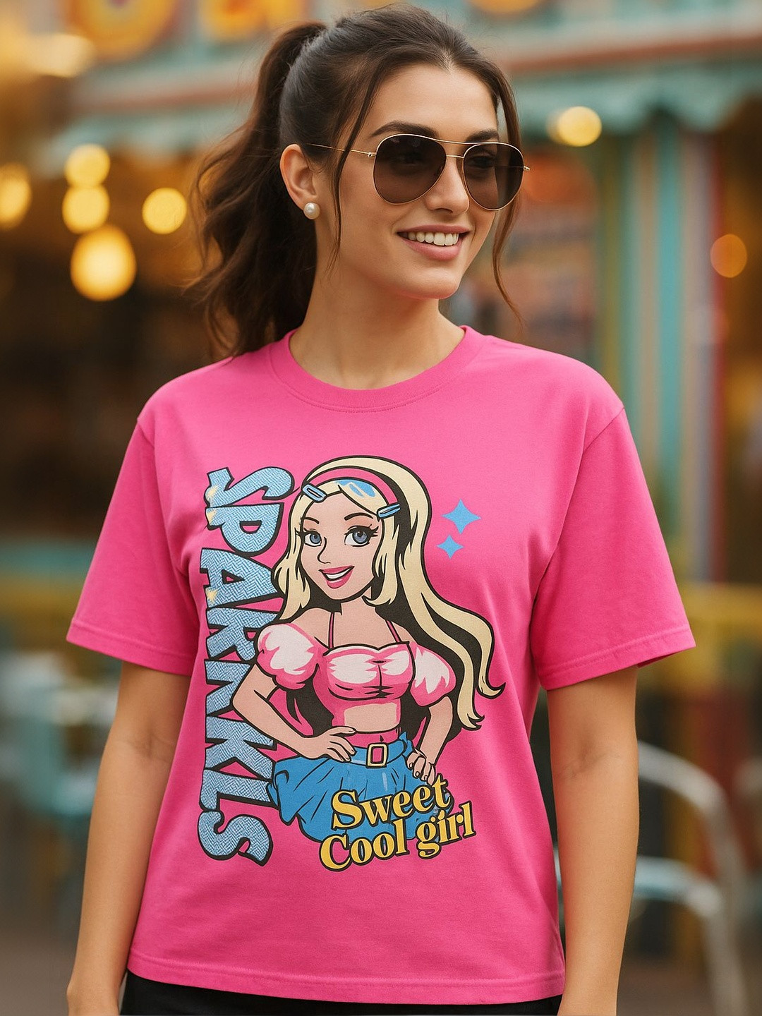 Moda Rapido Women Barbie Printed T-shirt