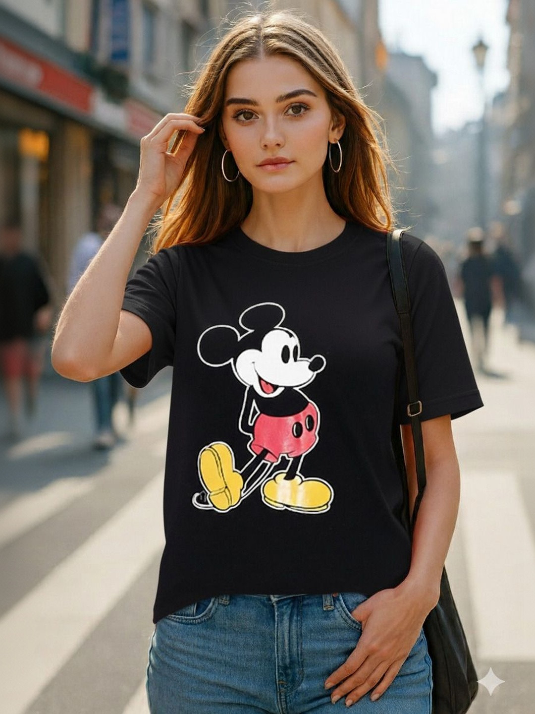 Moda Rapido Cotton Mickey Mouse Printed Short Sleeves T-shirt
