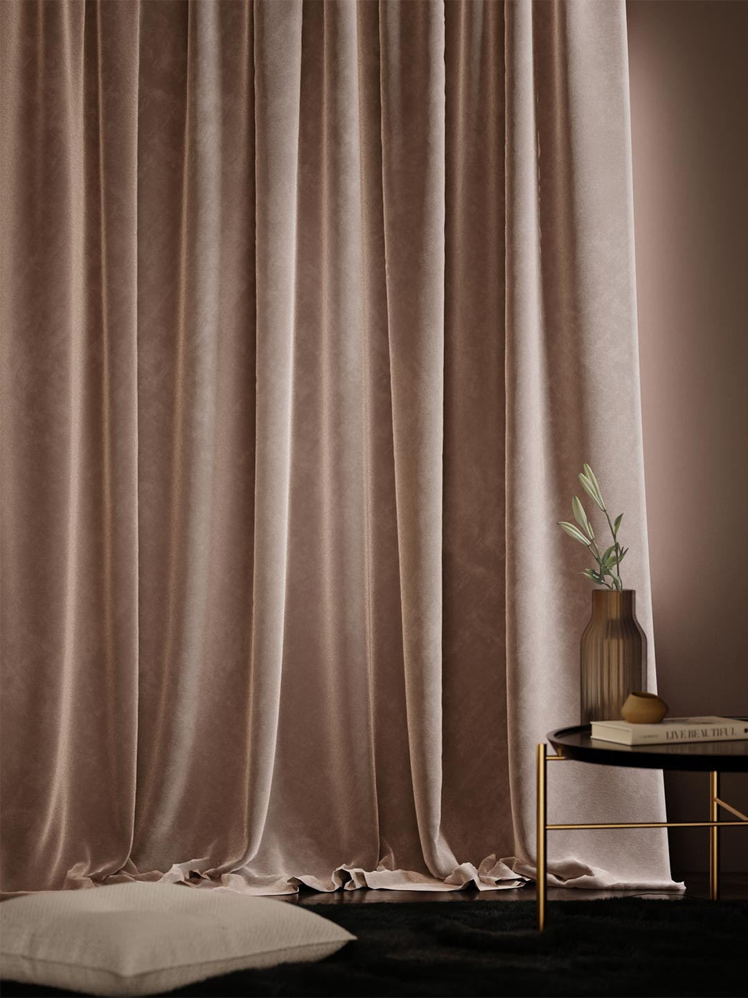 Stao Paris Date Night Satin Velvet Parisian Blush Long Door Curtain