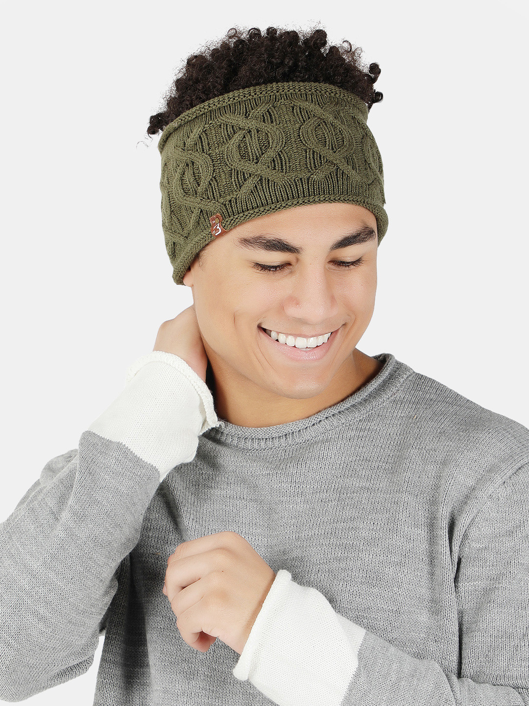Bharatasya Men Cable Knit Woolen Earwarmer Headband