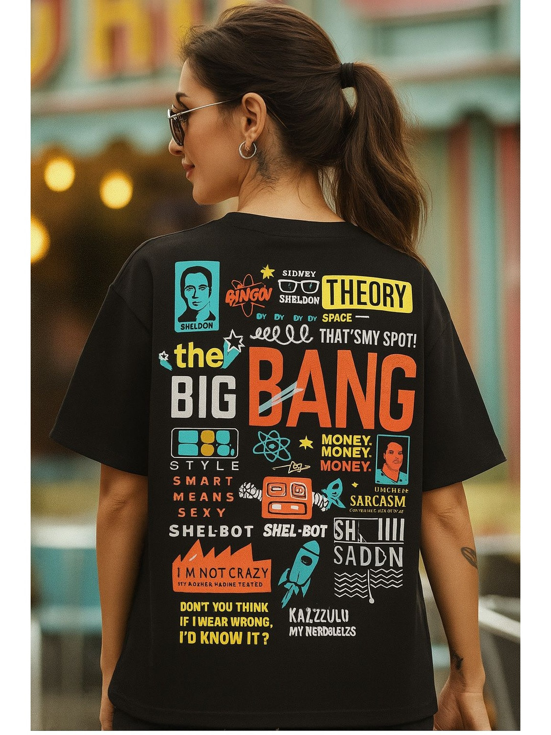 Moda Rapido Women Big Bang Theory Printed Oversized T-shirt