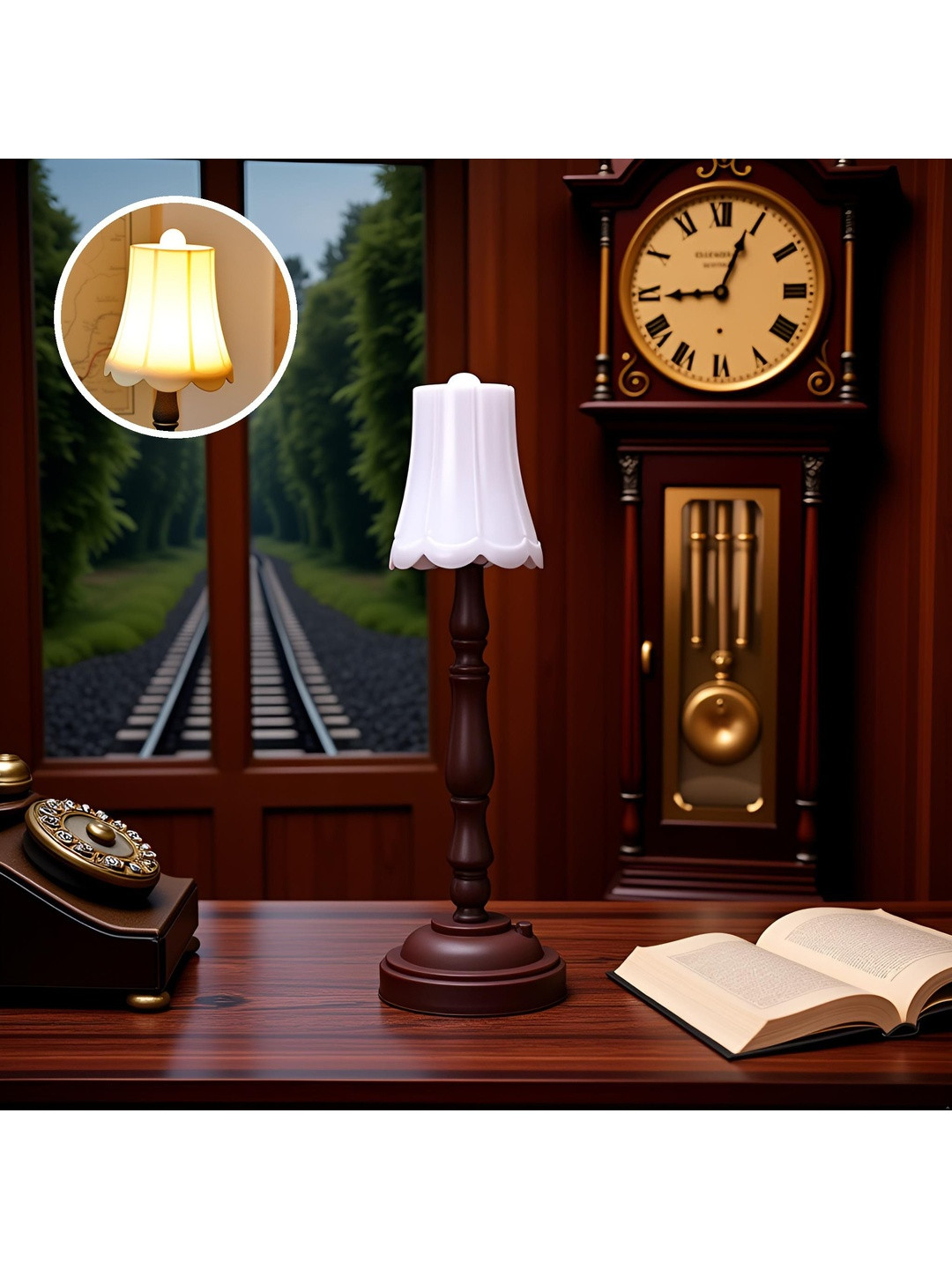 DEALSEVEN FASHION Brown Acrylic Traditional Frusturical Shaped Table Lamp