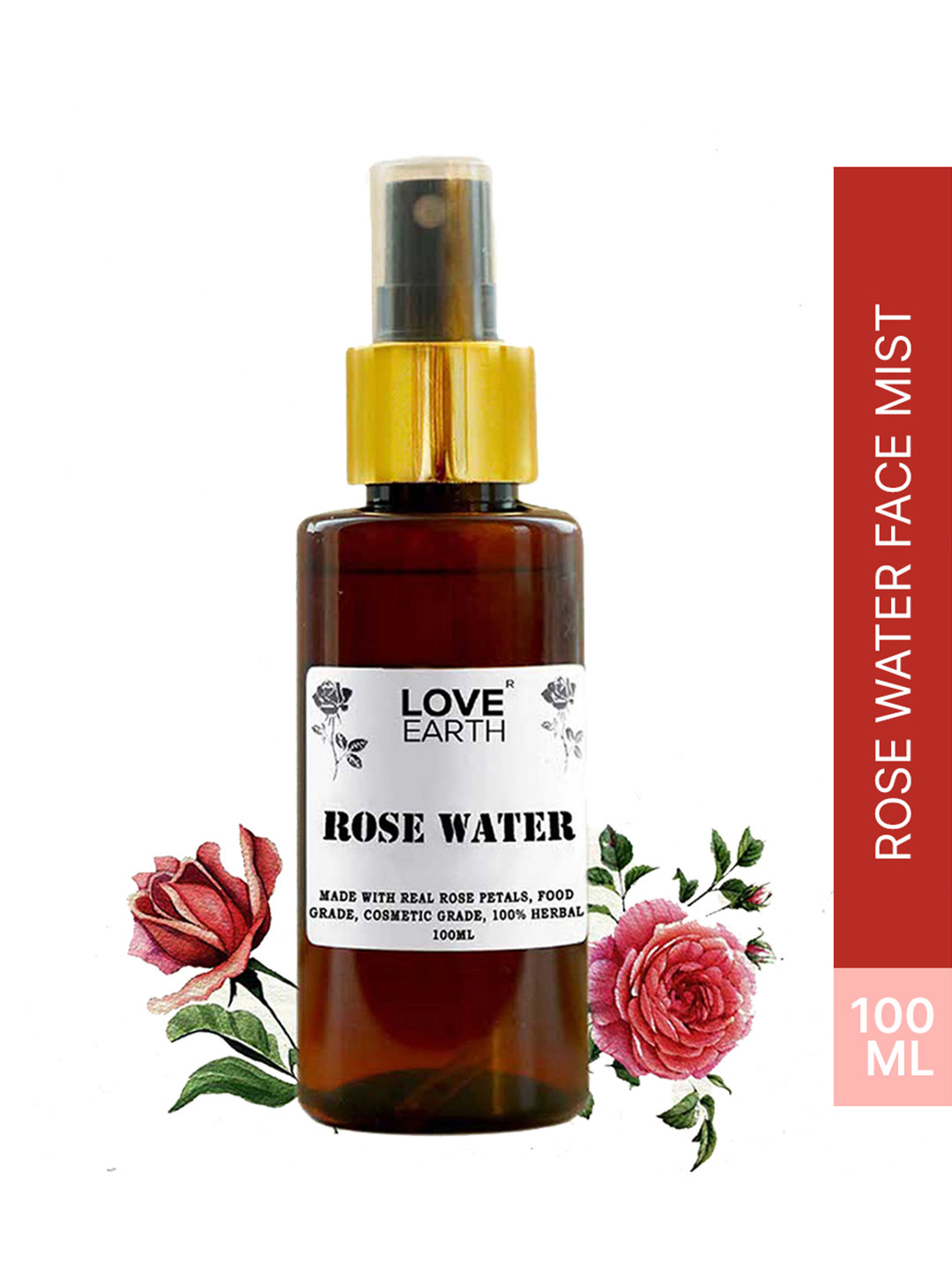 LOVE EARTH Rose Water Face Mist Toner with Glycerin 100 ml