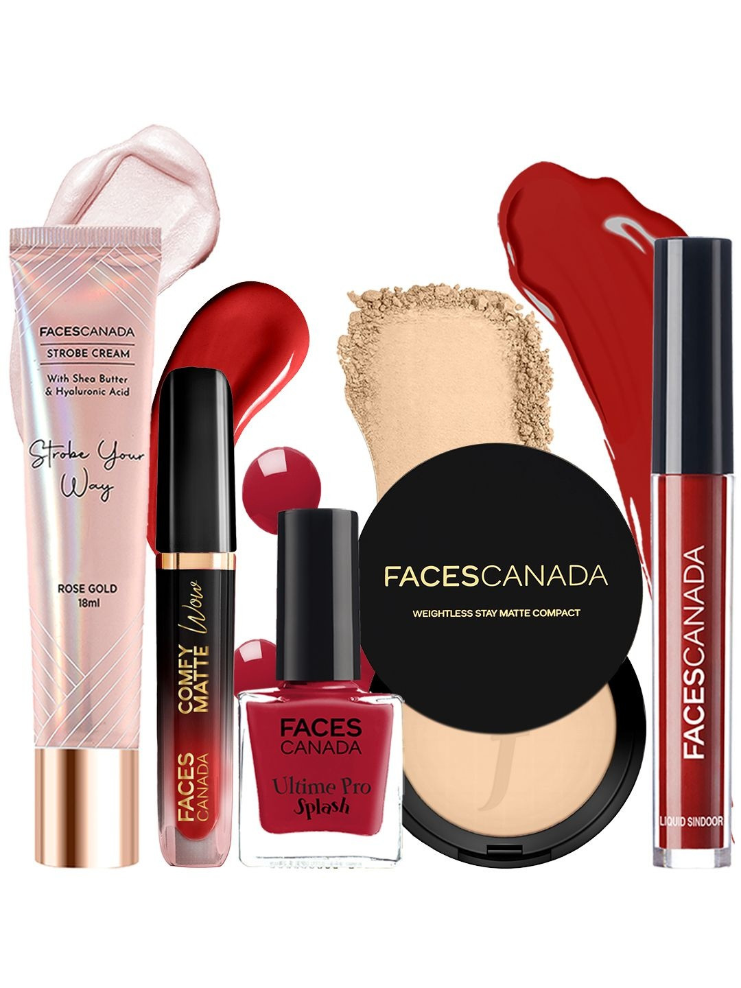 FACES CANADA Set Of 5 Smudge Proof And Fade Proof Matt Look Makeup Combo