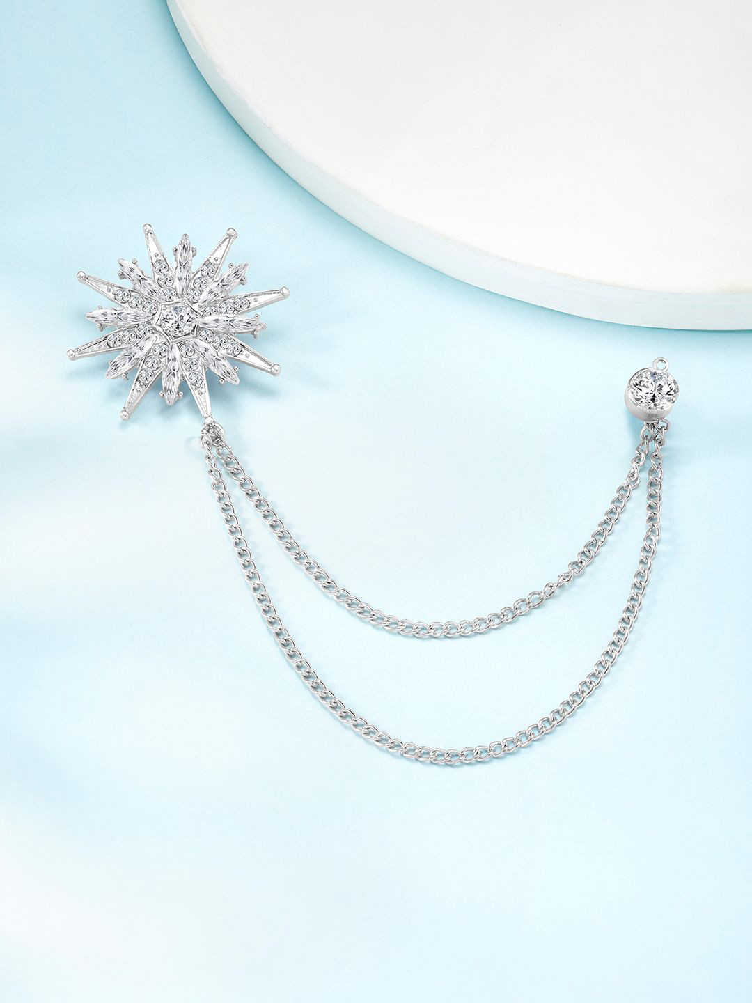 Peora Men Silver-Toned Plated Alloy Brooch