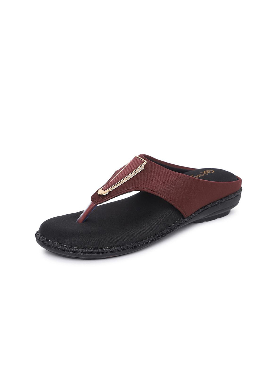 ORTHO JOY Brown Synthetic Flip Flops