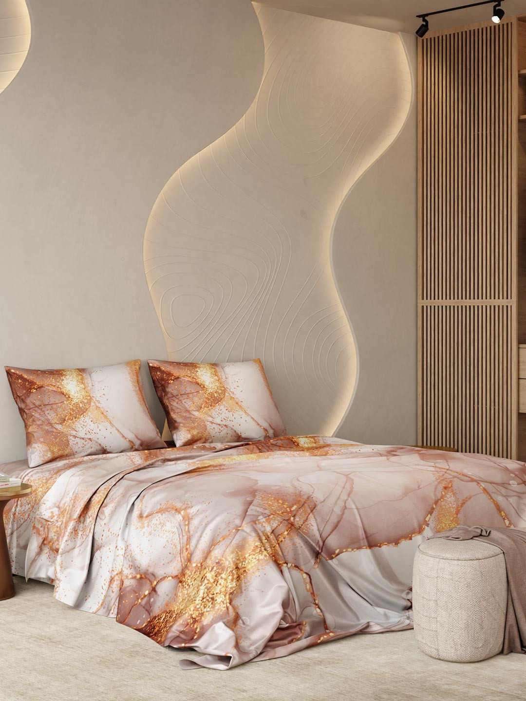 Stoa Paris Louvre Collection 300 TC  King Bedsheet With 2 Pillow Covers-108 X108 Inches