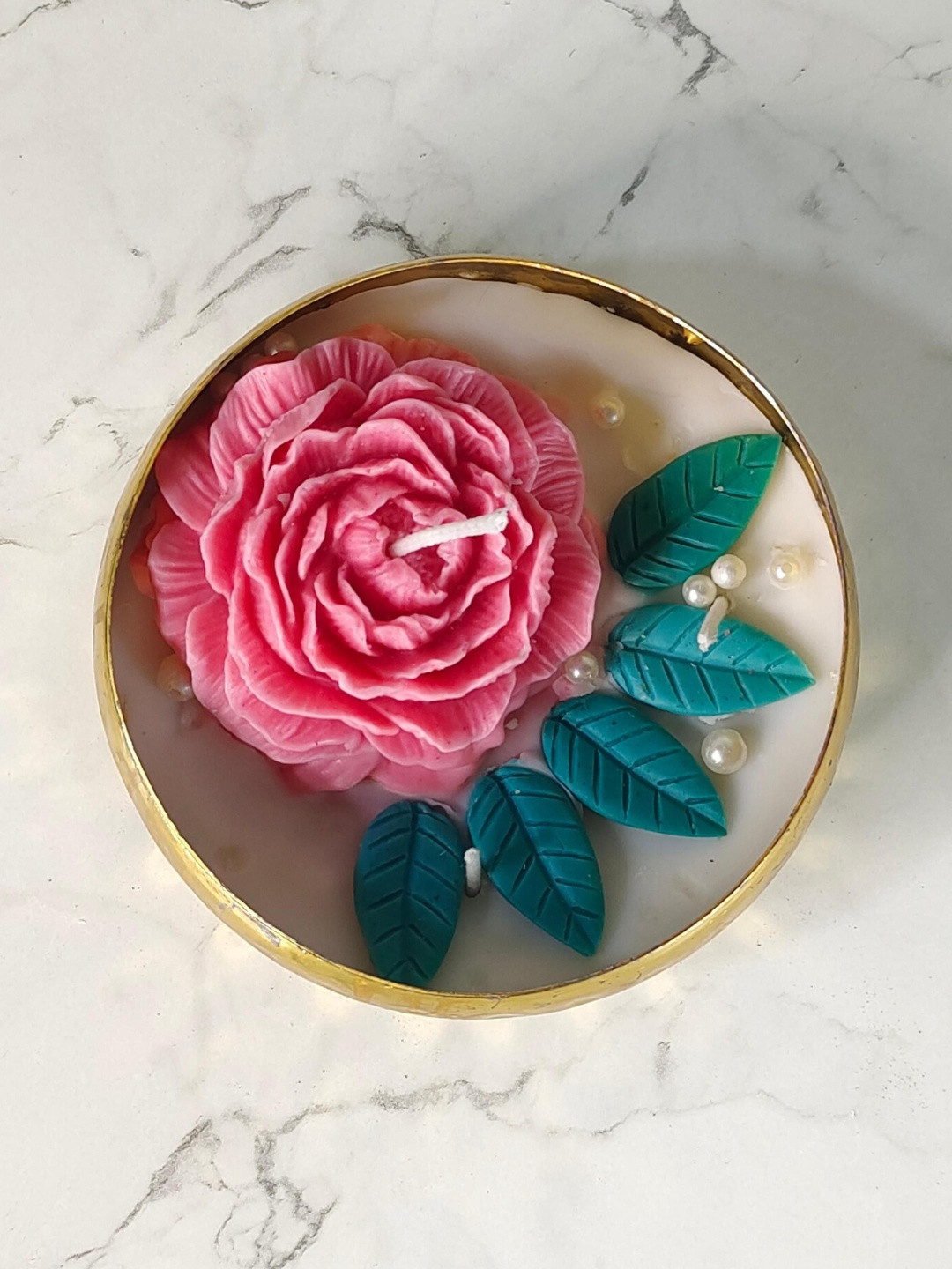 SOWPEACE Pink Large Red Rose Pot Candle