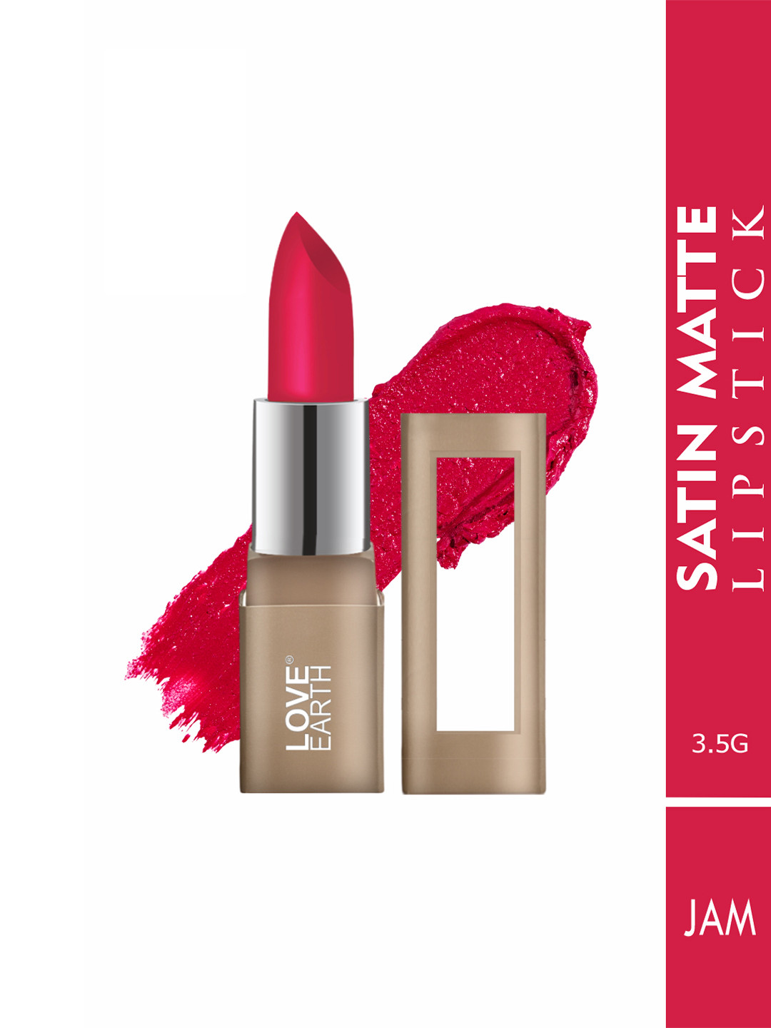 LOVE EARTH Satin Matte Lipstick Enriched With Almond Oil & Vitamin E- 3.5 g- Jam LE316
