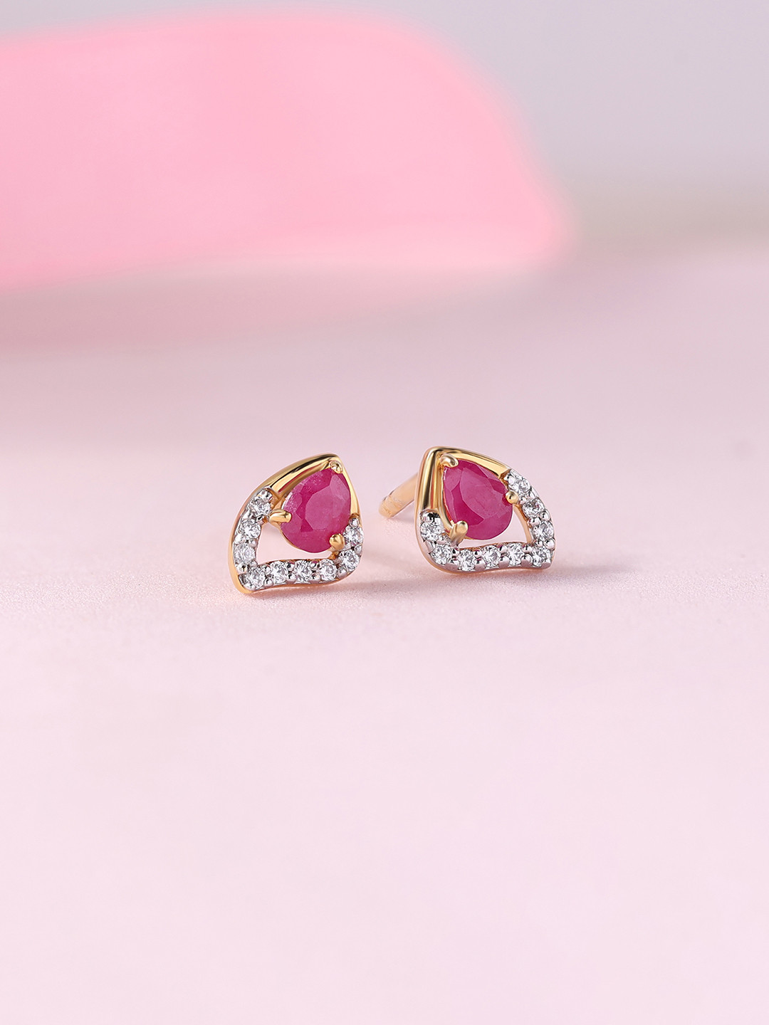 Ornate Jewels 925 Silver 18k Gold Plated Natural Thai Ruby Earring