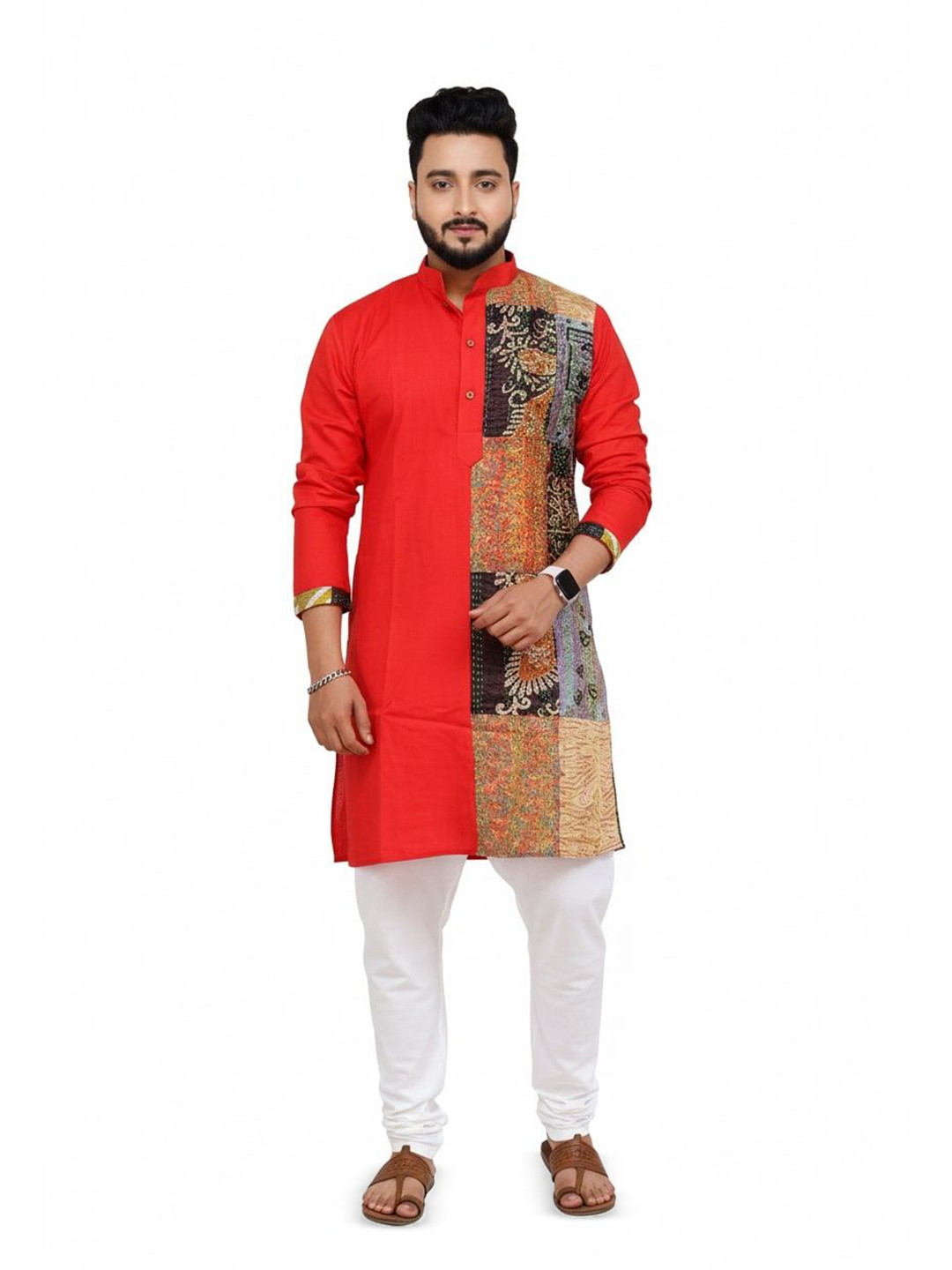 Tant Ghar Men Ethnic Motifs Printed Khadi Kurta