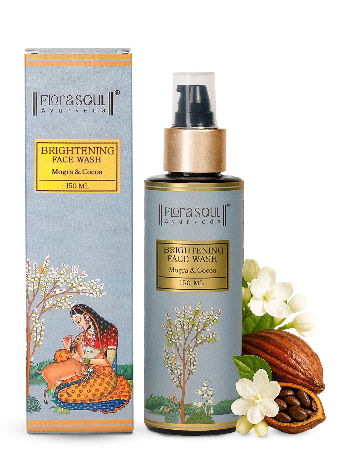 FloraSoul Ayurveda Brightening Face Wash, With Mogra & Cocoa -150ml