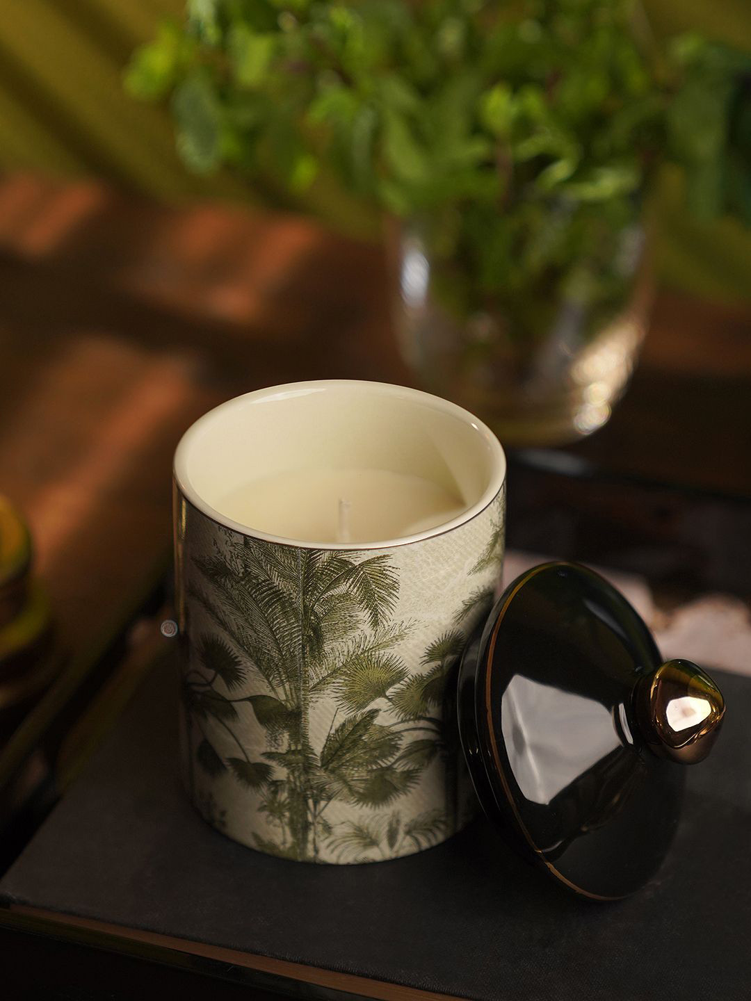 Pure Home and Living Black & White 1 pieces Printed Jar Candle