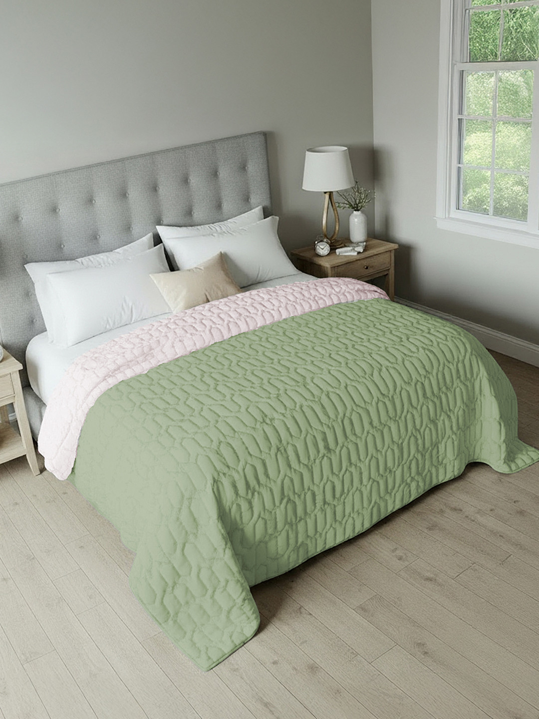 URBAN SPACE Green & Purple Microfiber Summer Single Bed AC Room Blanket