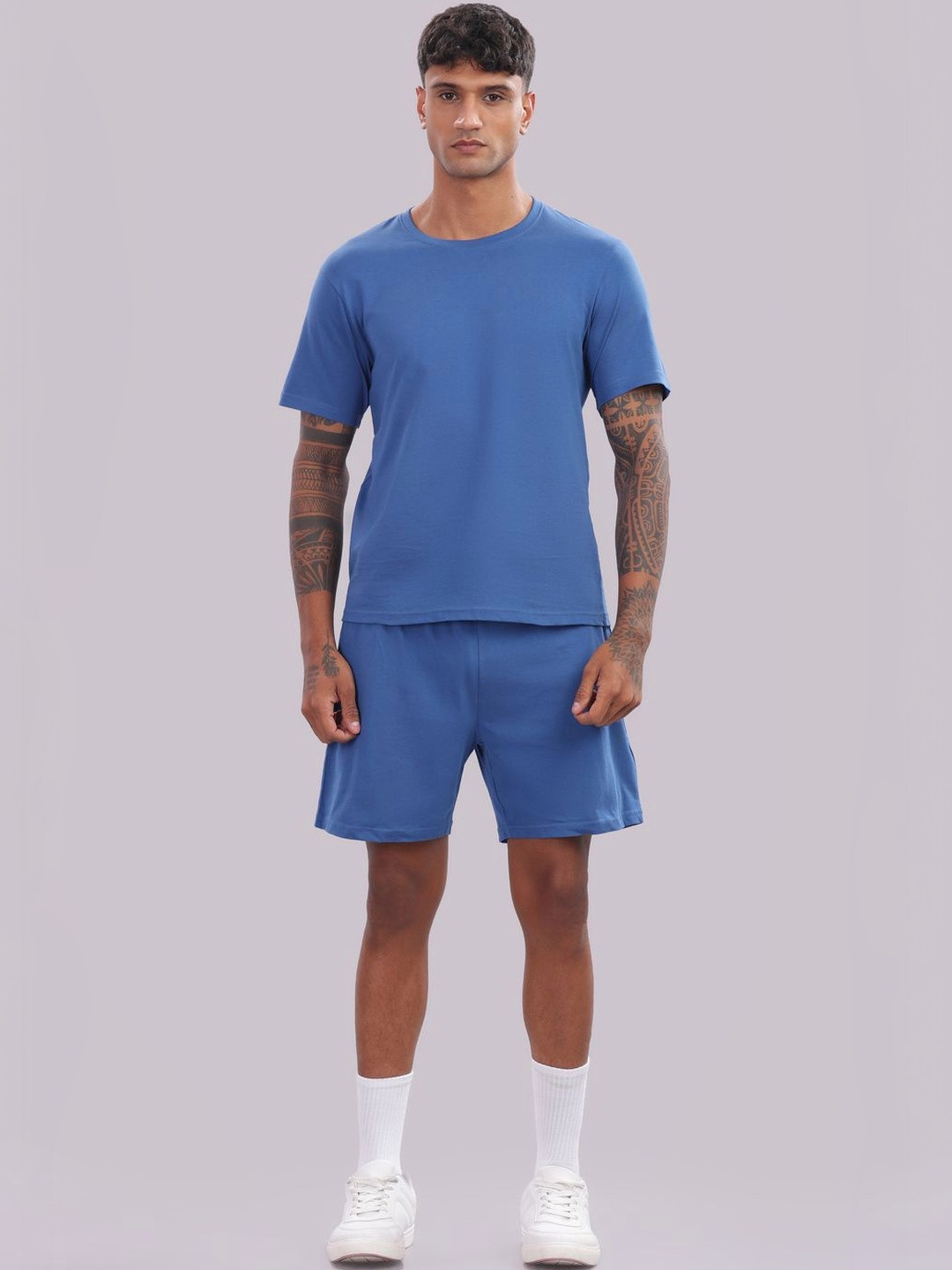 OUTLAWS Pure Cotton Round Neck T-Shirt With short Co-Ords