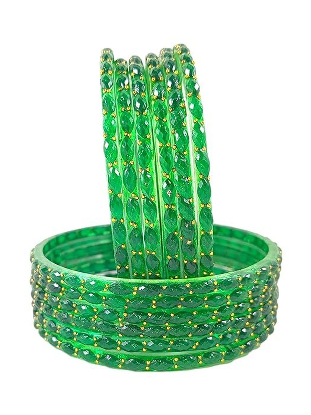 Luxurious jewells Set Of 12 Stone Studded Kashmiri Bangles