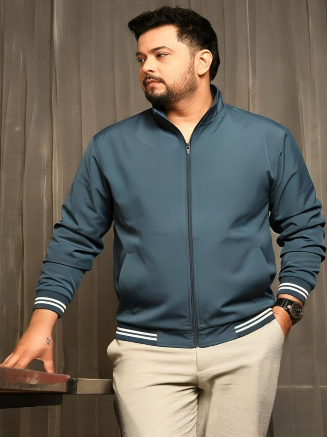 MAYKR Men Colourblocked Lightweight Bomber Jacket