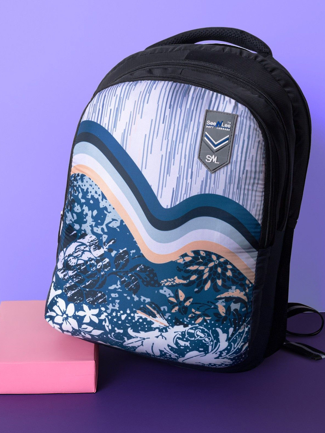 Seenlee Men Printed School, College & Travel Medium Backpack with Compression Straps