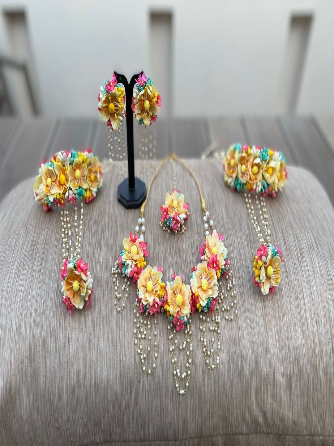 Flosaira Bridal Flower Paakhi Jewellery Set