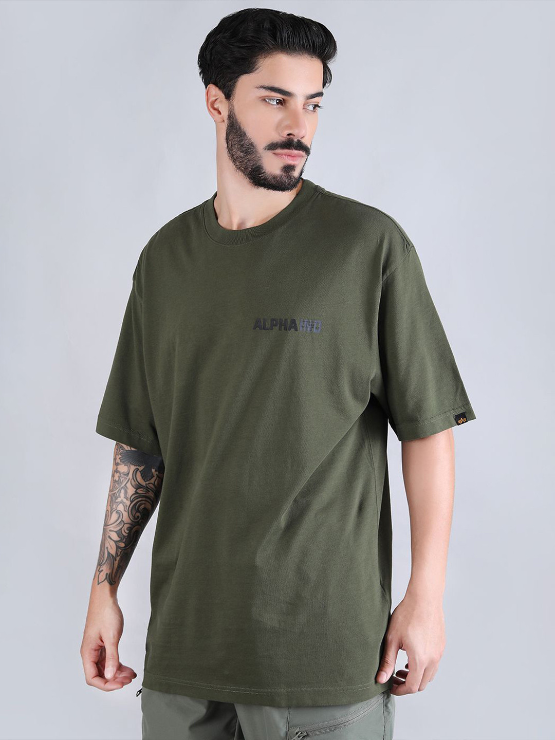 ALPHA INDUSTRIES Men Typography Printed Round Neck Short Sleeve T-Shirt