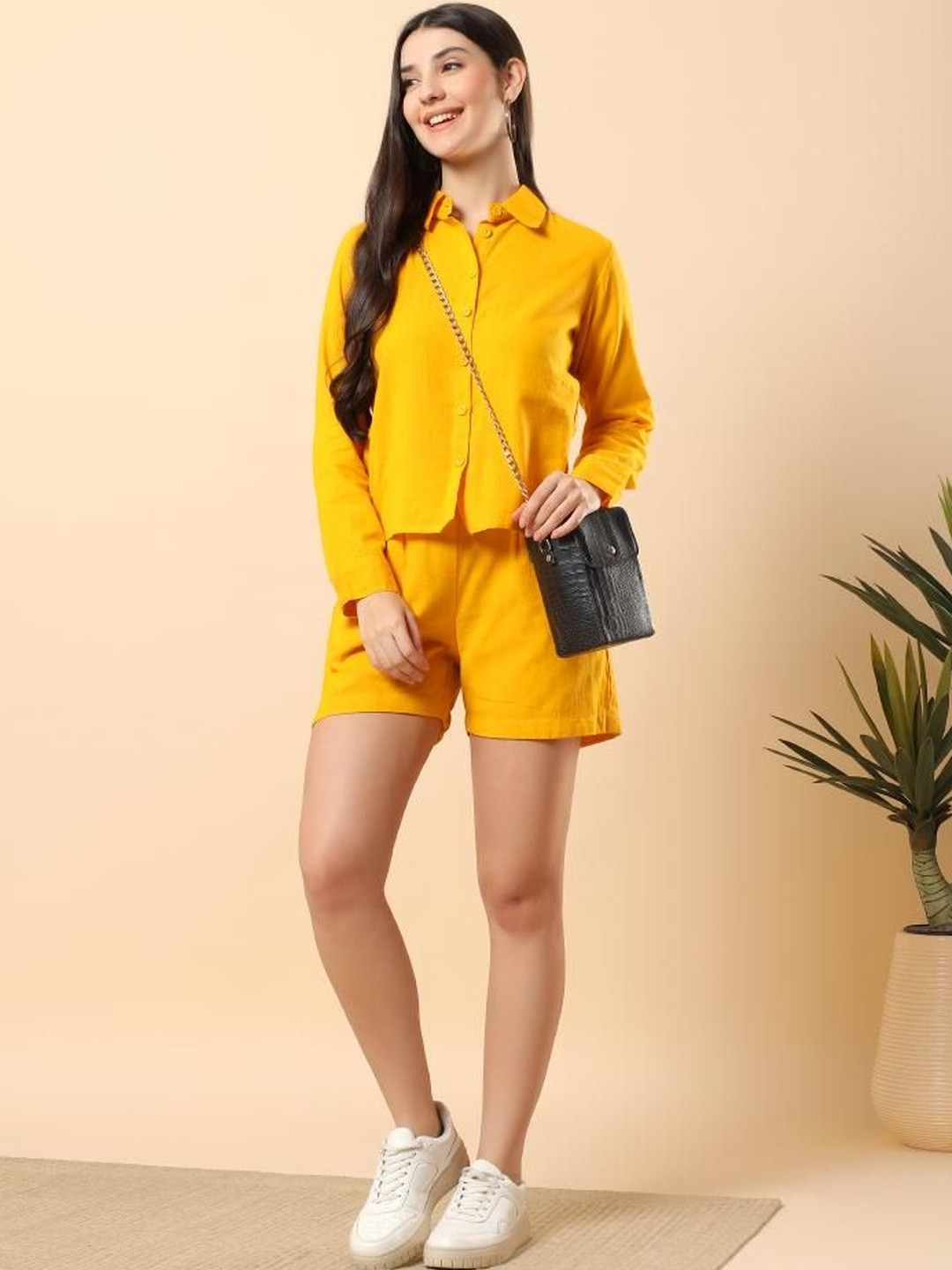 Angkor Collar Neck Shirt With Short Pants Co-Ords