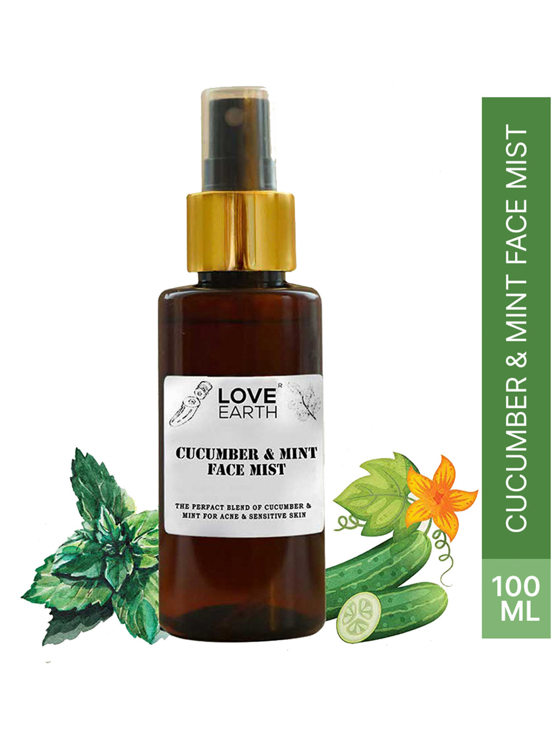 LOVE EARTH Cucumber & Mint Face Mist Toner with Glycerin 100 ml