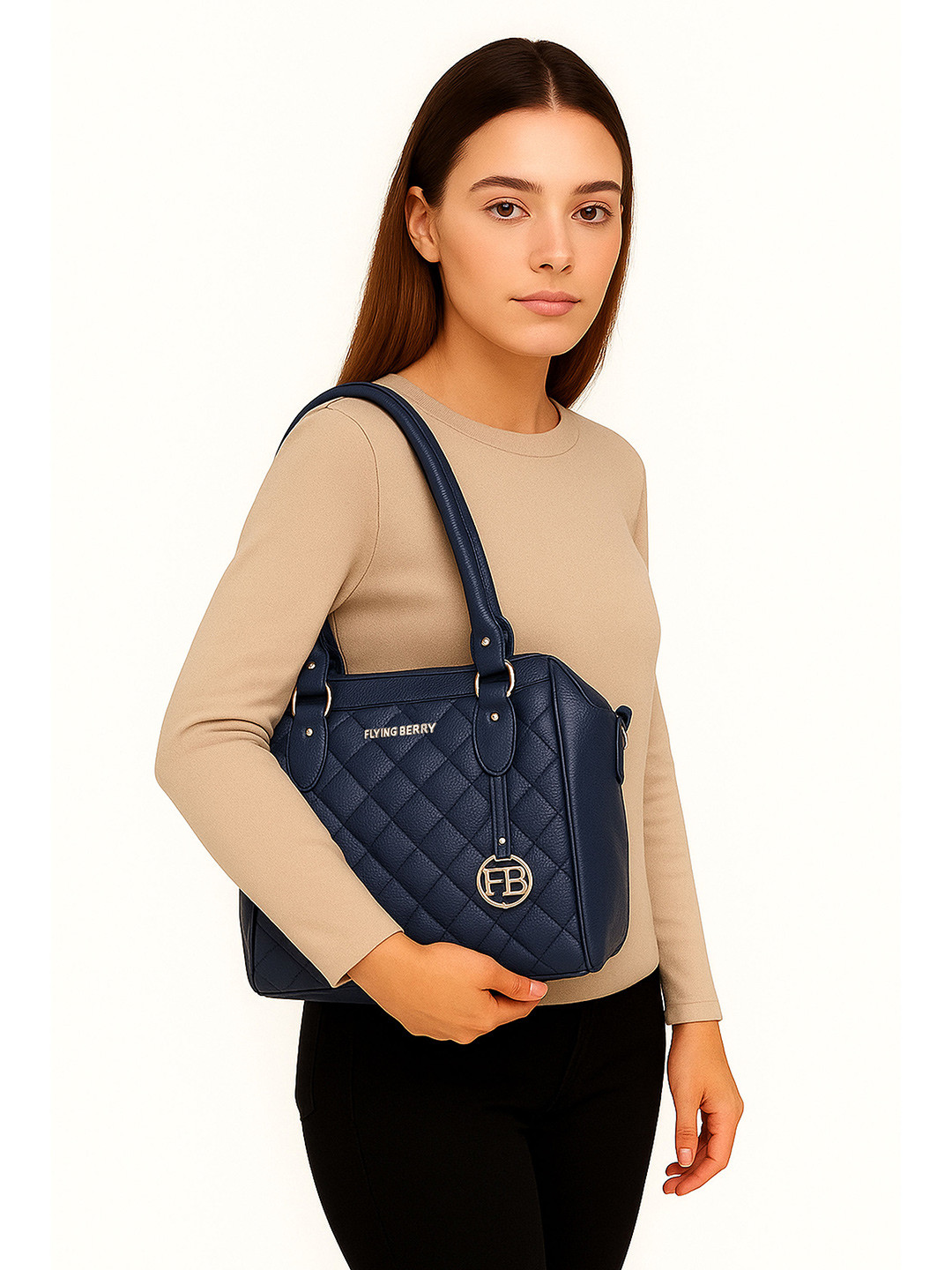 FLYING BERRY Blue Solid Handheld Bag