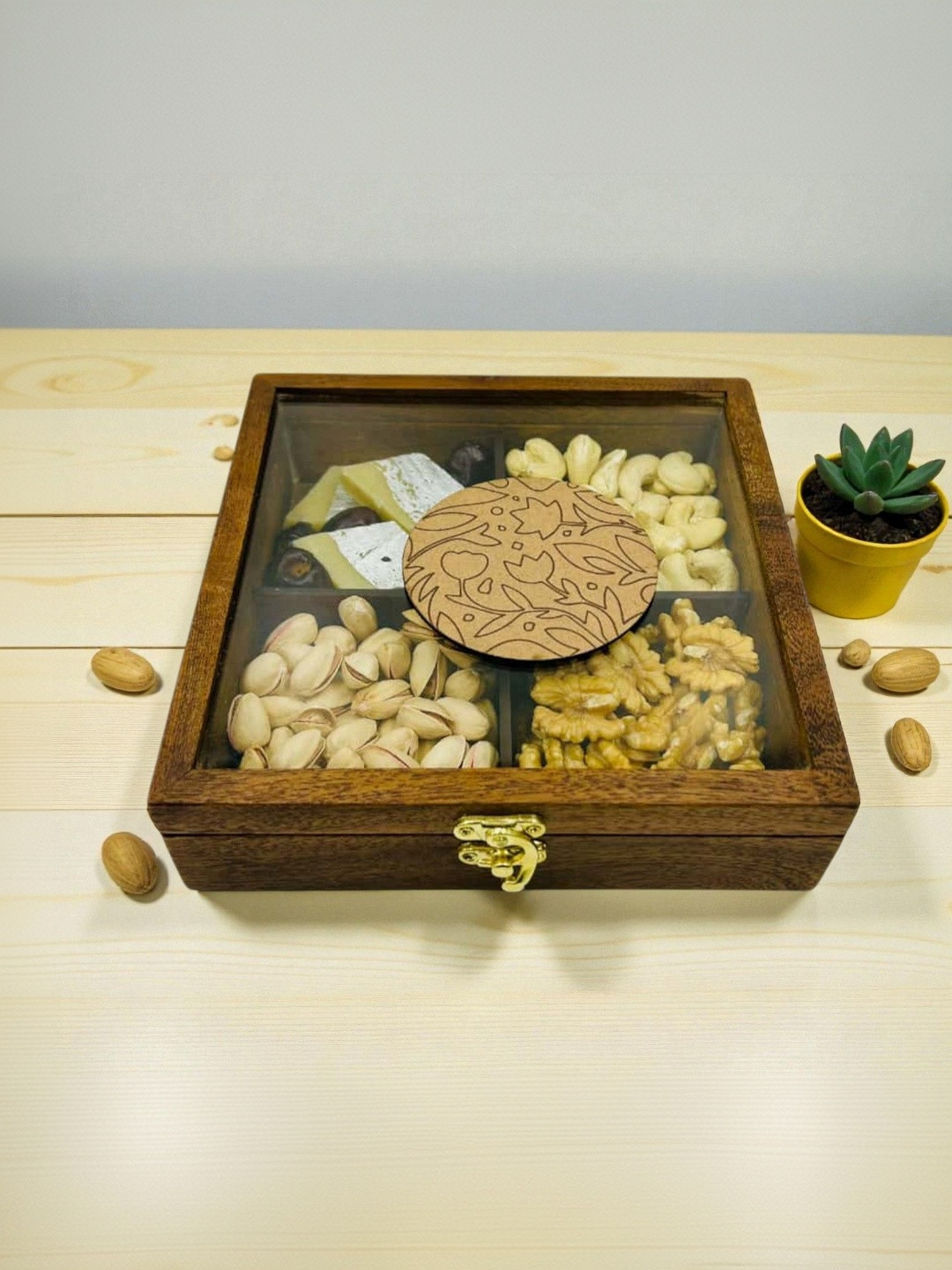 Angira handicrafts Brown 4 Section Box