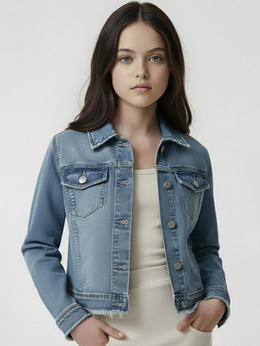 CLOTHIFY Girls Lightweight Denim Jacket