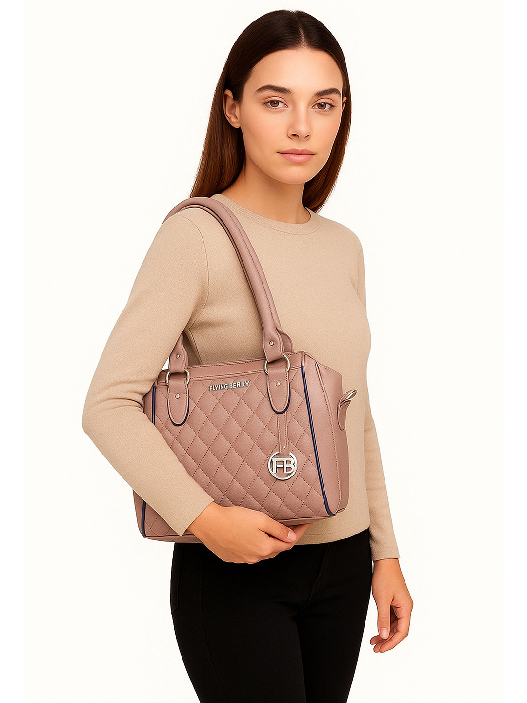 FLYING BERRY Mauve Quilted Handheld Bag