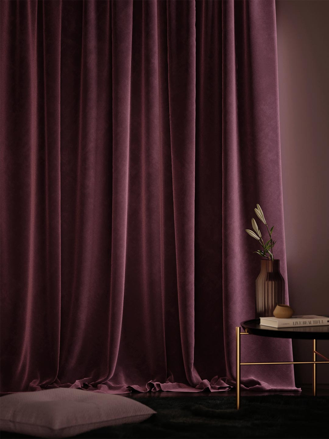 Stoa Paris Date Night Satin Velvet Vintage Rose Door Curtain