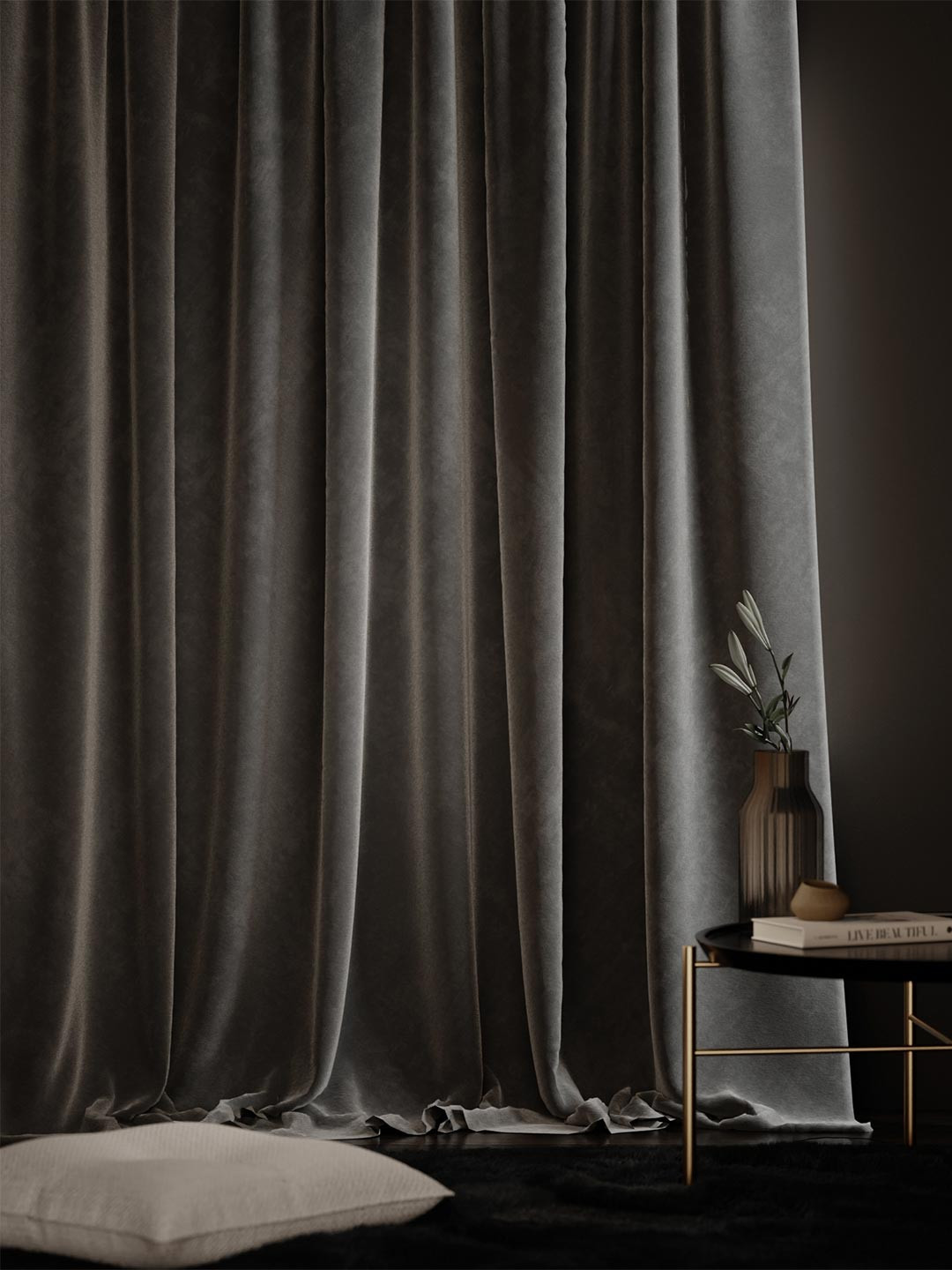 Stoa Paris Date Night Satin Velvet Midnight Muse Long Door Curtain