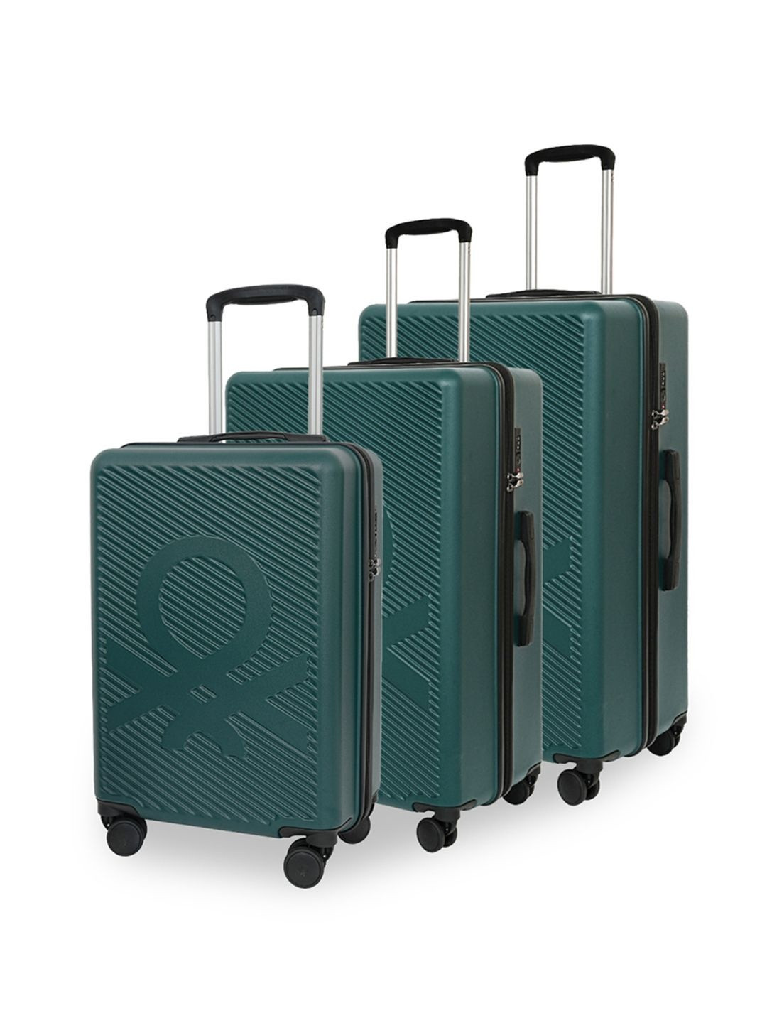 United Colors of Benetton Glide Set Of 3 Textured Hard-Sided Trolley Bags