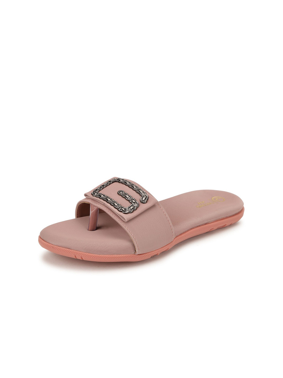 ORTHO JOY Women Beige Color Surface Ornamented Soft Cushioned Flats