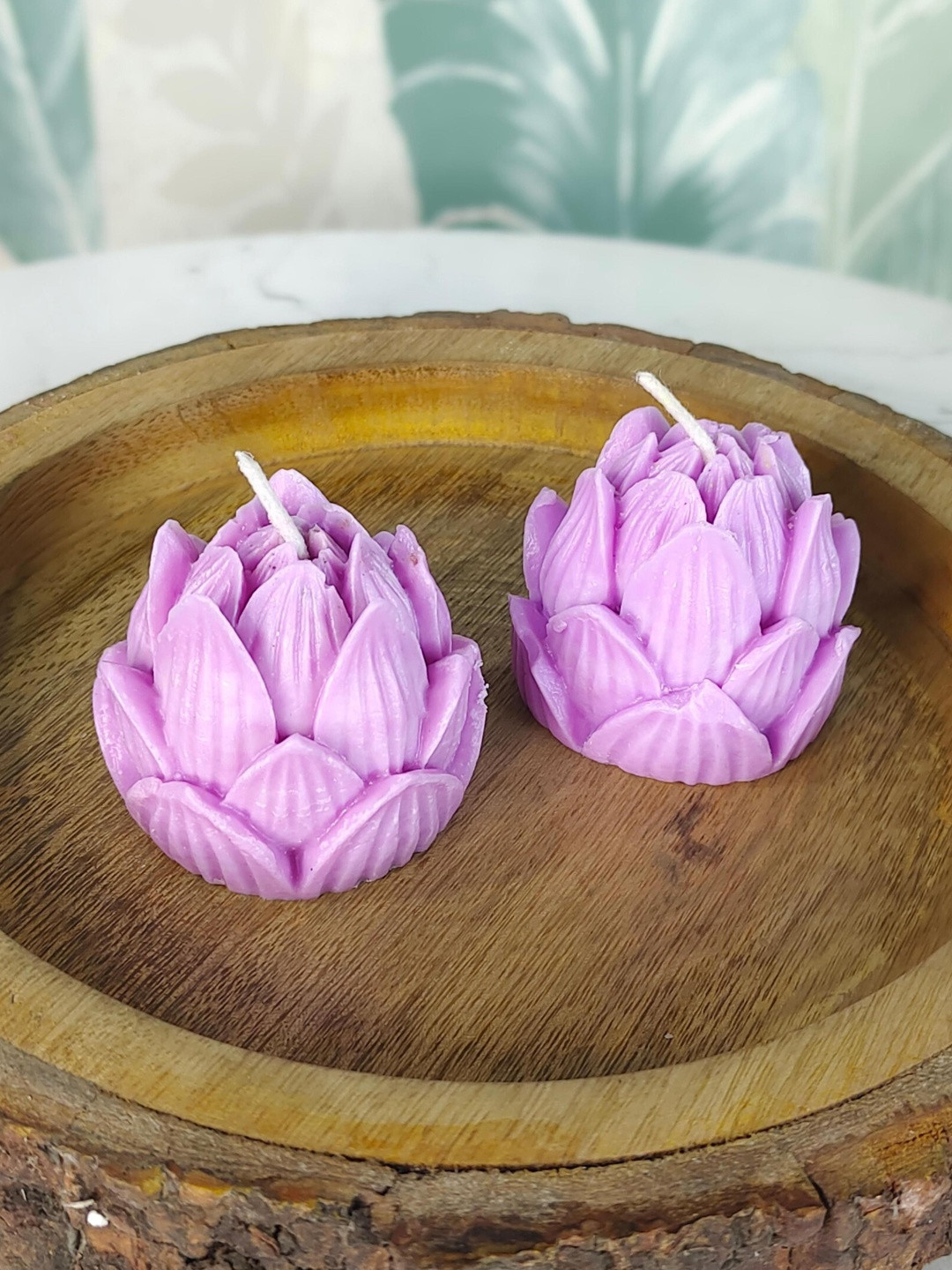 SOWPEACE 2-Pcs Purple Lotus Petal Soy Candle Set