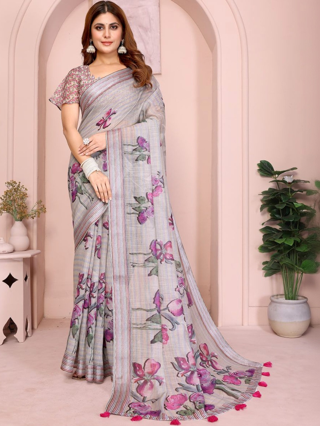 GAYATRI PATEL Pure Linen Saree