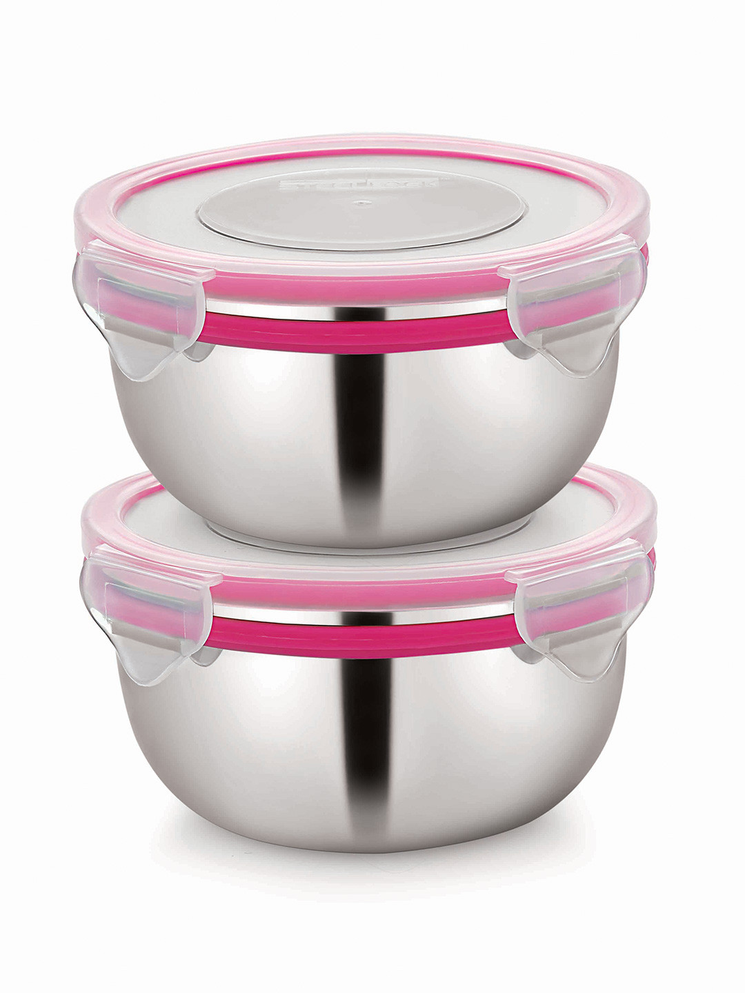 STEELLOCK Stainless Steel Silver-Toned Air Tight Round Box Container