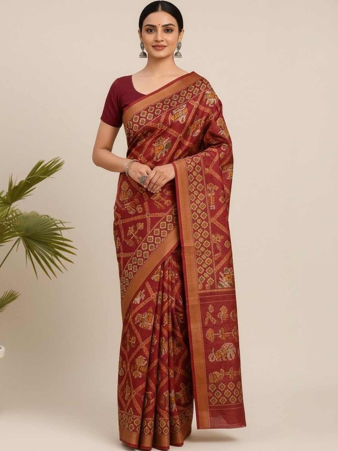 MUNGA FASHION Ethnic Motifs Pure Cotton Handloom Patola Saree