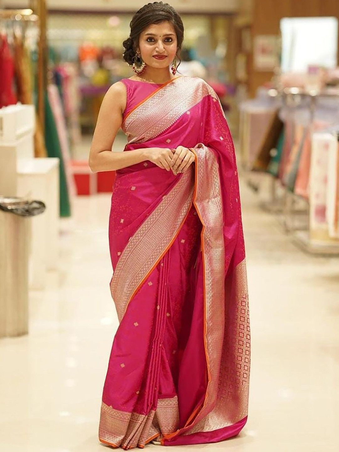 Moda Rapido Woven Design Zari Silk Blend Handloom Banarasi Saree