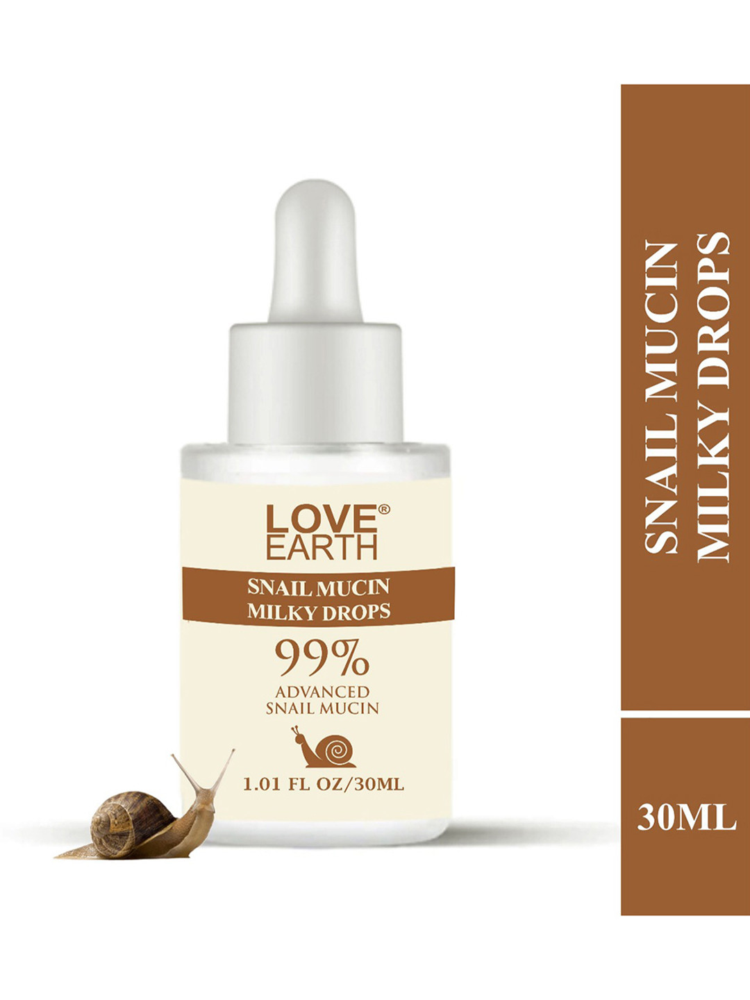 LOVE EARTH Snail Mucin Milky Drops Face Serum - 30 ml