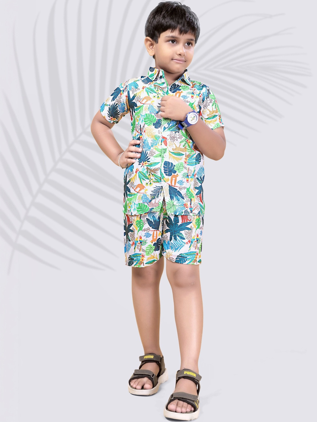 Greenland Ecostrwz Unisex Kids Printed Shirt with Shorts