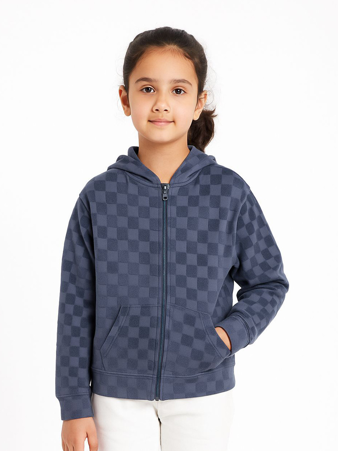 CHILINS Girls Checked Hooded Sweatshirt